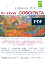Mostra "Attiva Coscienza" a Bellagio 18/26 settembre 2013 presentata dal movimento artistico Coscienzionismo nell'Arte.