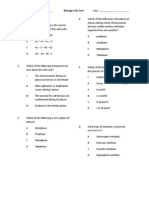 Biology July Test: Class