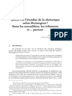 Quelle est l’étendue de la rhétorique selon Hermogène ? Dans les assemblées, les tribunaux et … partout