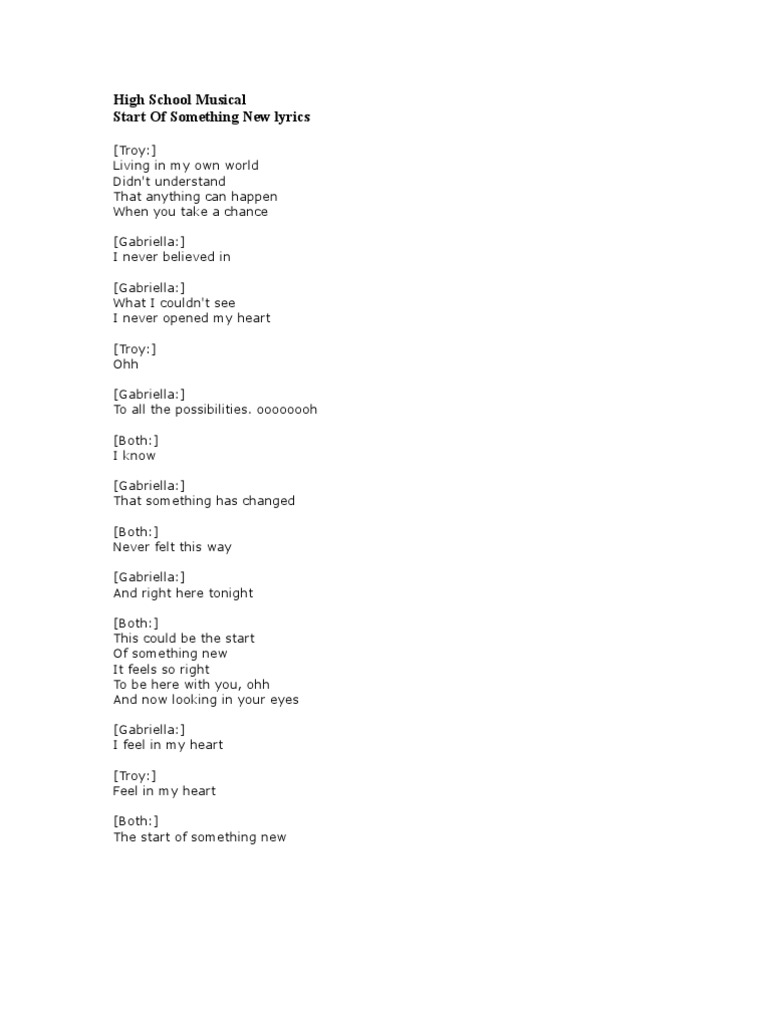 Start of Something New Lyrics | PDF | Religion &amp; Spirituality