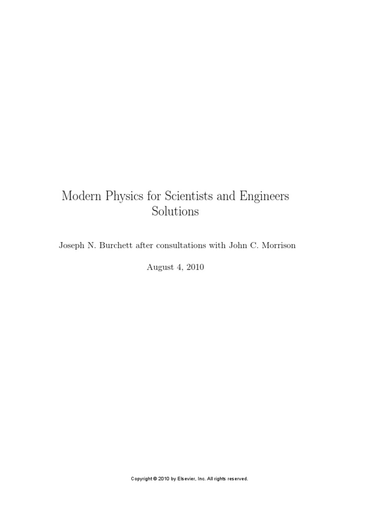 Modern Physics For Scientists and Engineers Solutions | PDF