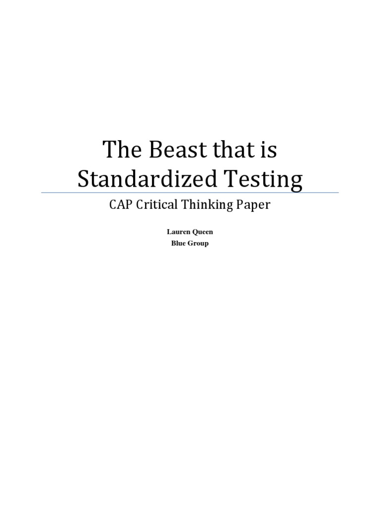 Critique of Standardized Testing | PDF | Standardized Tests | No Child ...