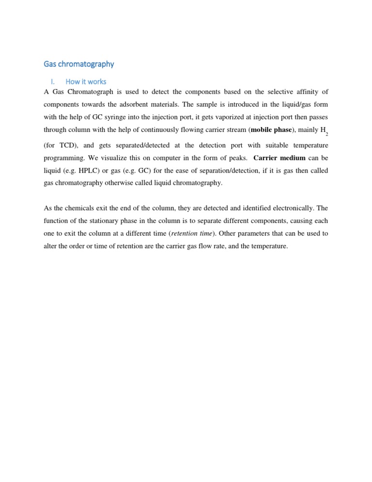 Gas Chromatography: I. How It Works | PDF
