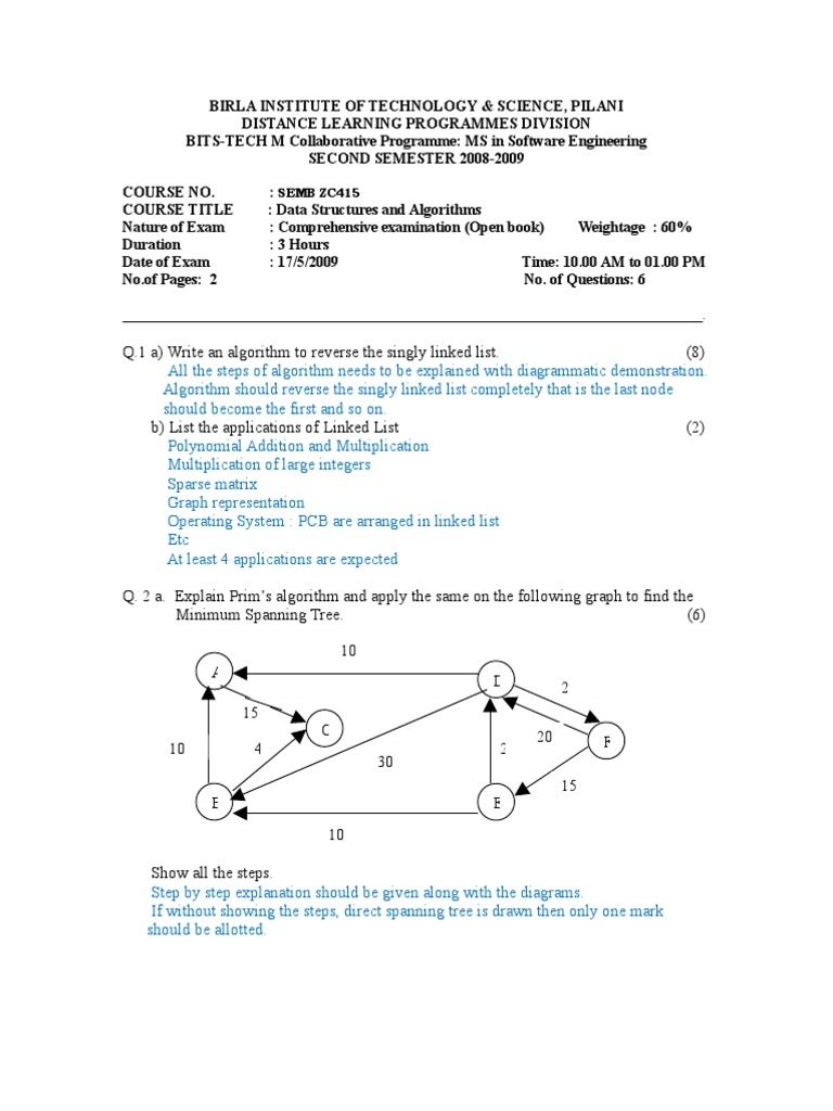 DSA - Answer Key | PDF | Dynamic Programming | Algorithms