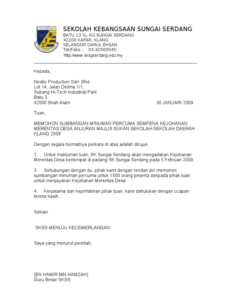 Contoh Surat Mohon Sponsor Lori Milo