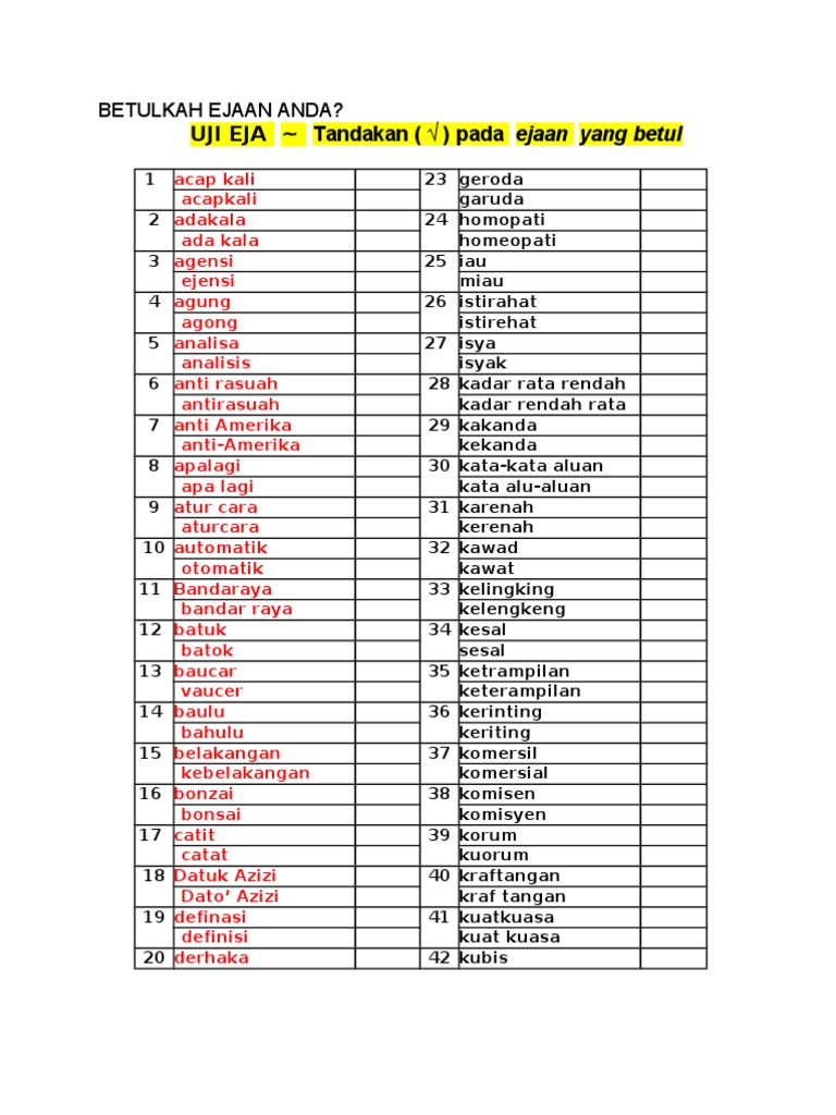 Betulkah Ejaan Anda Pdf