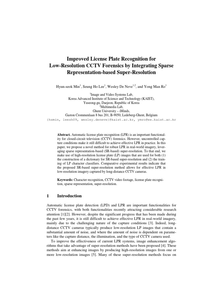Enhanced LPR via Sparse Super-Resolution | PDF | Image Resolution ...
