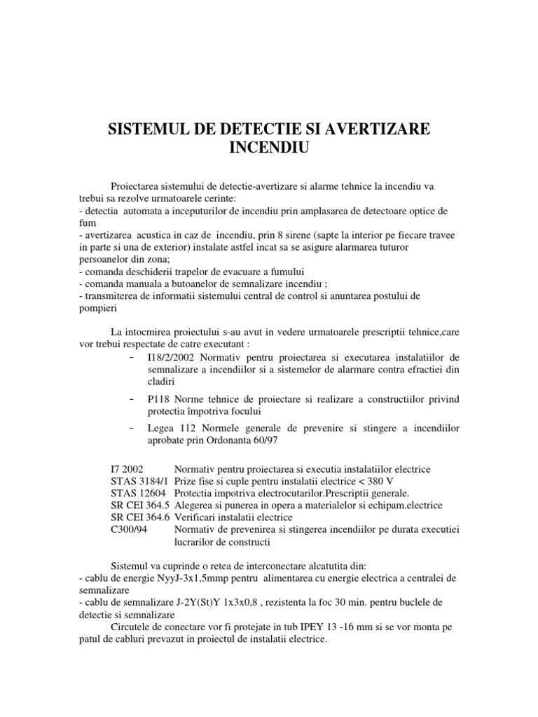 Detectie Avertiz Incendiu | PDF
