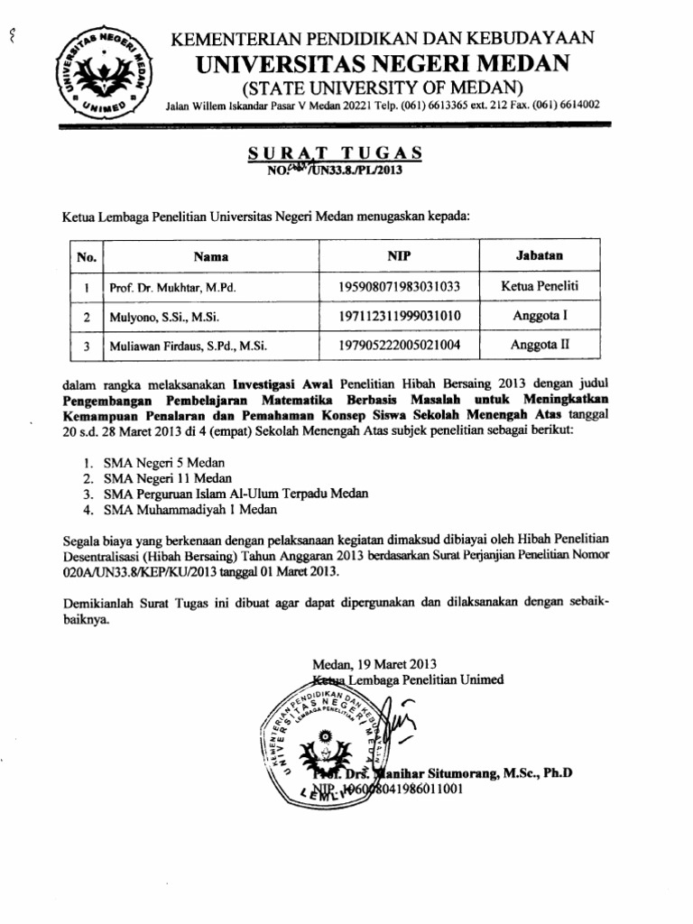 2013 03 19 Surat Tugas Investigasi Awal SUF Elektro nik SURAT TUGAS PEJABAT AUDITOR INTERNAL Sehubungan dengan pelaksanaan audit internal operasional dan sesuai dengan jadwal yang telah dibuat dan disetujui.