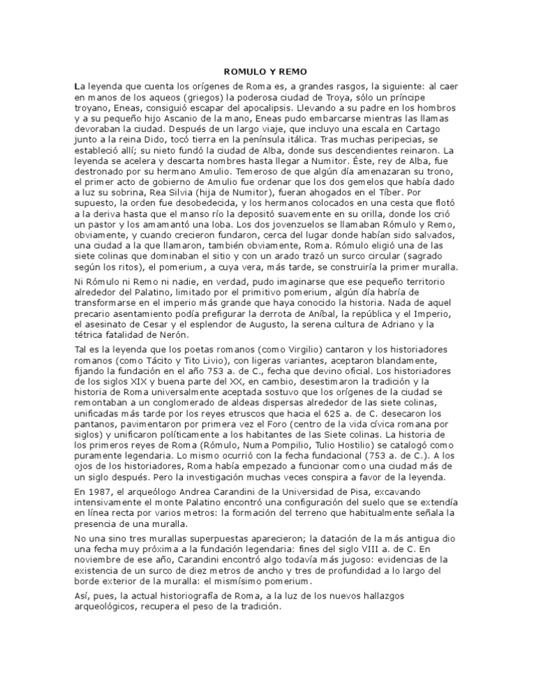 Rómulo y Remo: Fundación de Roma | PDF | Romulus y Remus | Roma antigua