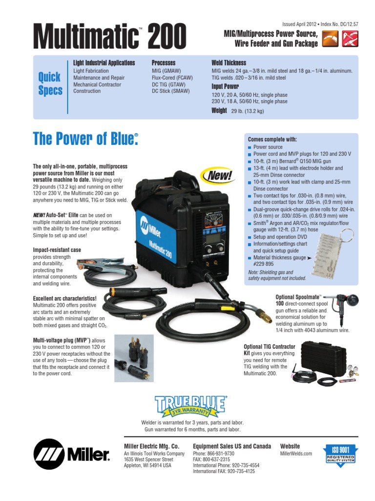 Multimatic 200 Miller PDF Electrical Connector Welding