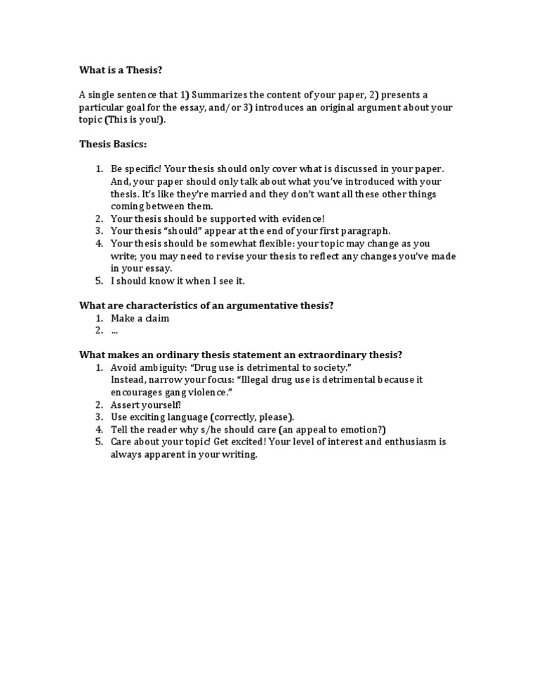 Understanding Thesis Statements | PDF