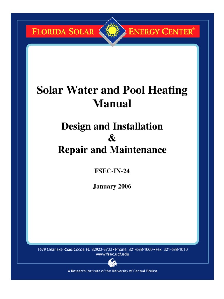 FSEC Solar Water and Pool Heating Manual | PDF | Law | Technology ...