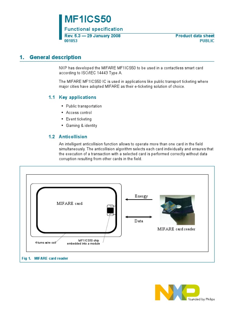 MIFARE MF1ICS50 Functional Specification | PDF