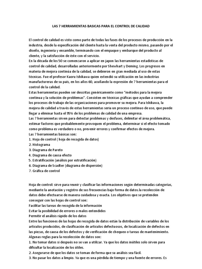 7 Herramientas Clave para Control de Calidad | PDF | Histograma ...