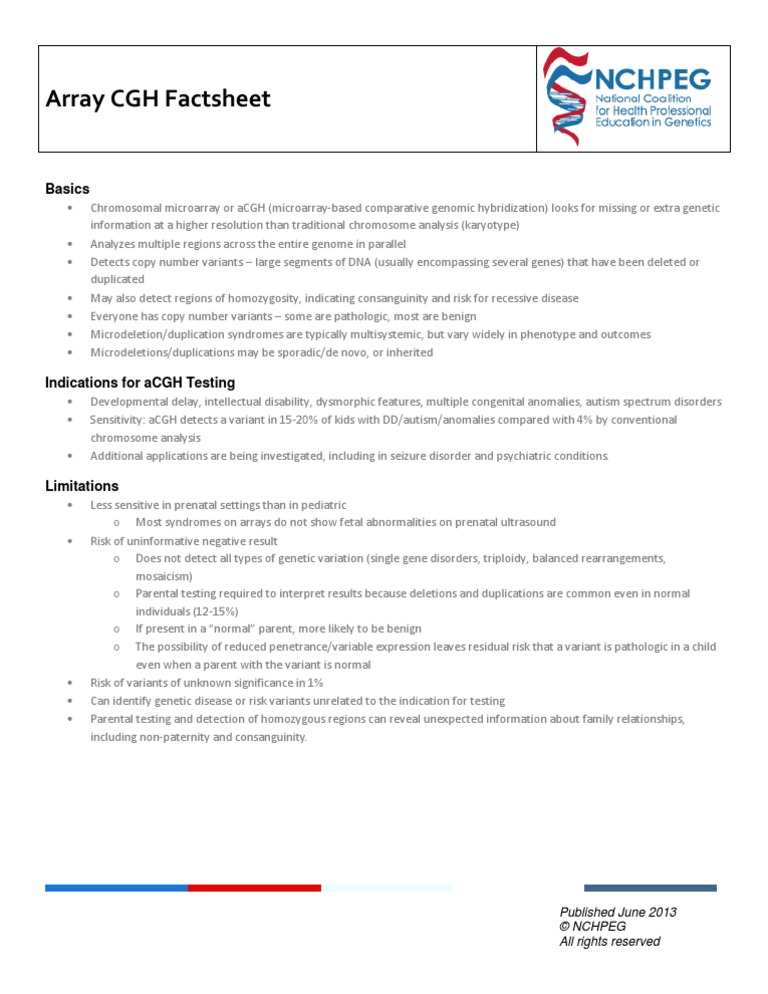 Chromosomal Microarray Factsheet