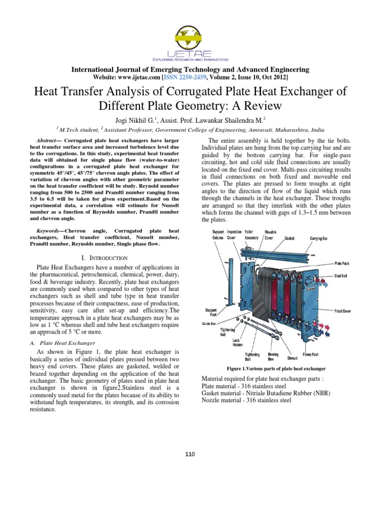 Heat Transfer Analysis of Corrugated Plate Heat Exchanger | PDF ...