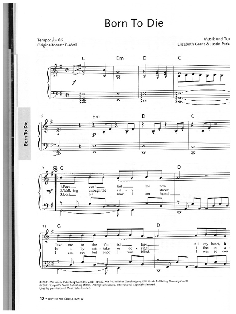Lana Del Rey Born To Die Piano Pop Rock Musical Compositions
