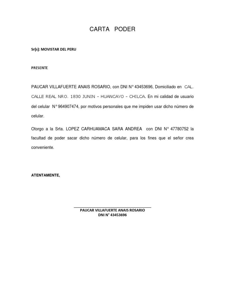 Carta Poder | PDF | Bancario | Dinero