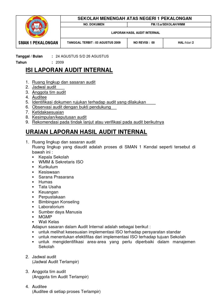Contoh Lapaoran Hasil Audit Docx