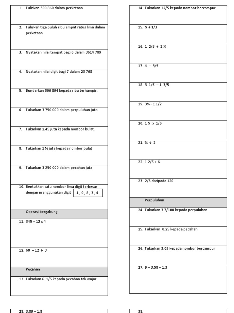 Latih Tubi Matematik Upsr Pdf