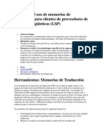 Ventajas Del Uso de Memorias de Traducción para Clientes de Proveedores de Servicios Lingüísticos