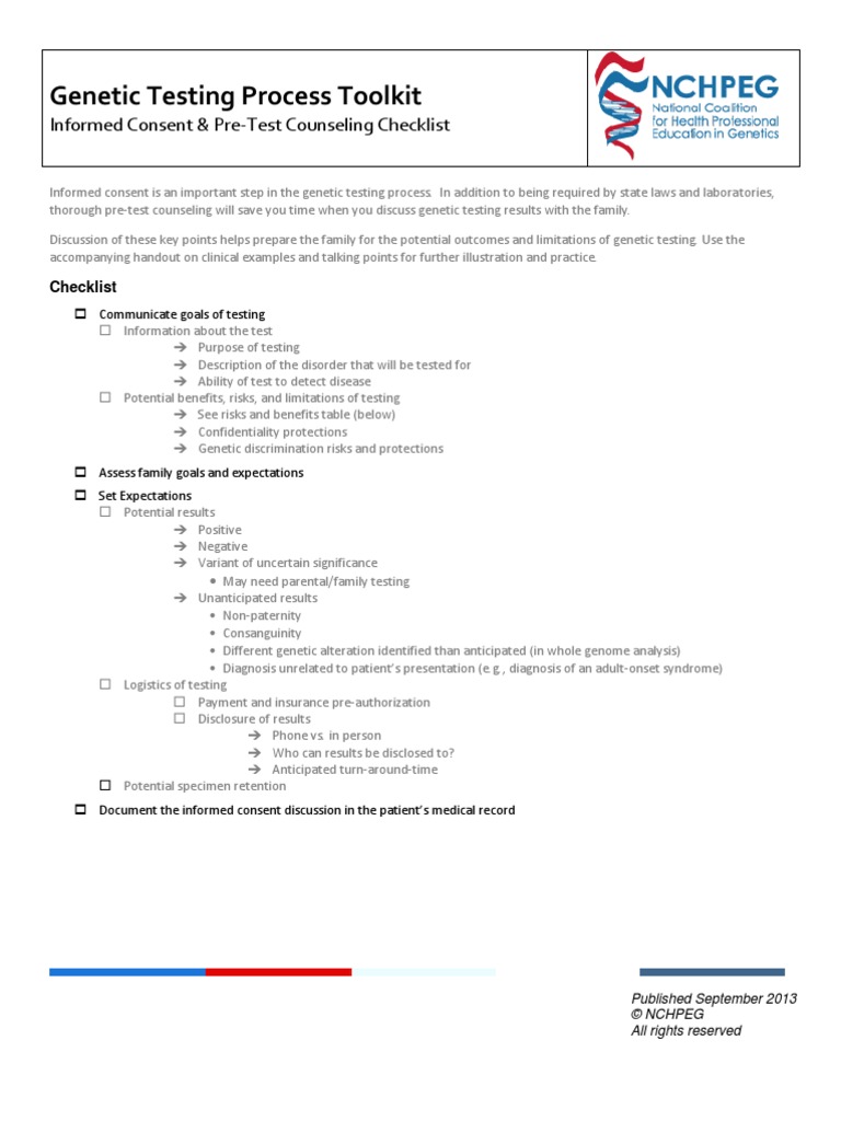 Informed Consent Checklist Testing Informed Consent
