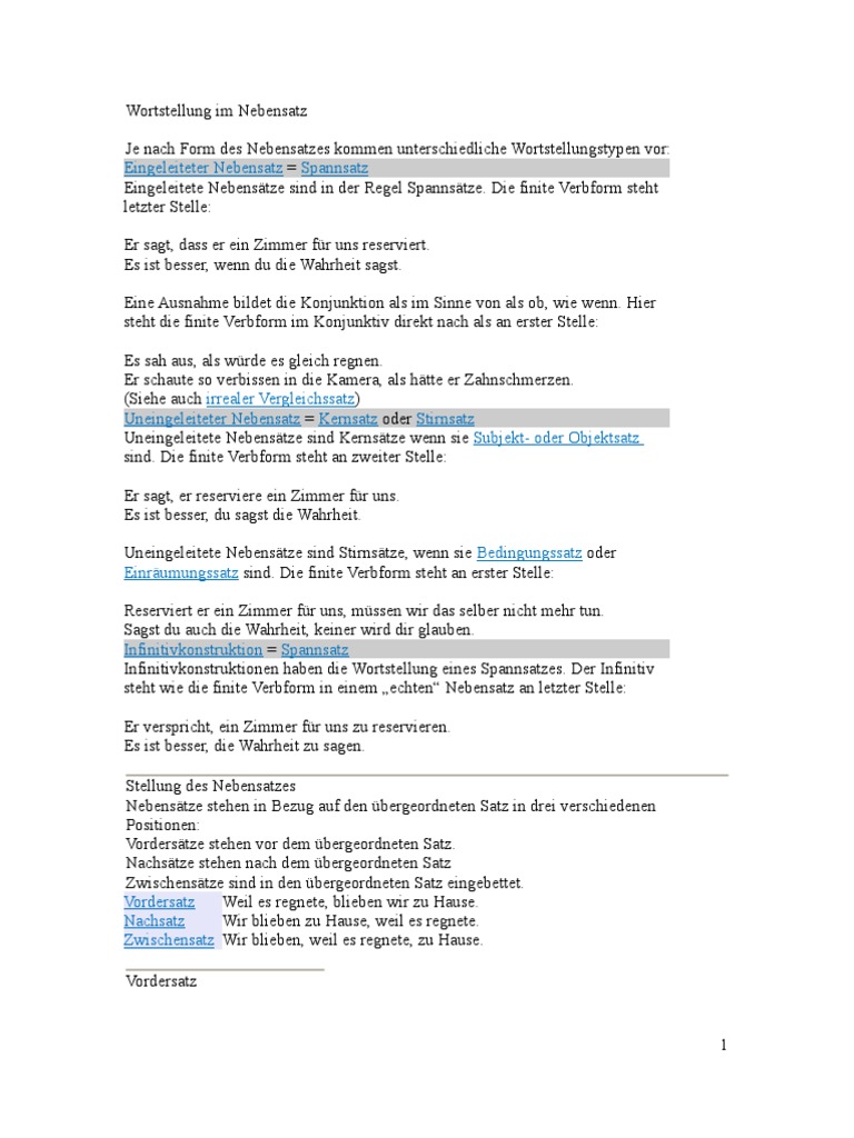 Wortstellung im Nebensatz!!!!