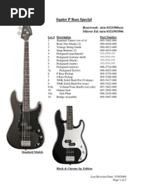 Squier P Bass Special Parts List | PDF | Technology & Engineering