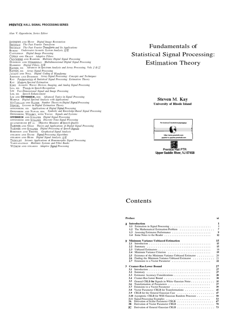 Fundamentals of Statistical Signal Processing Estimation Theory | PDF