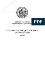 Contractor Pre-Qual Questionnaire - City of San Diego