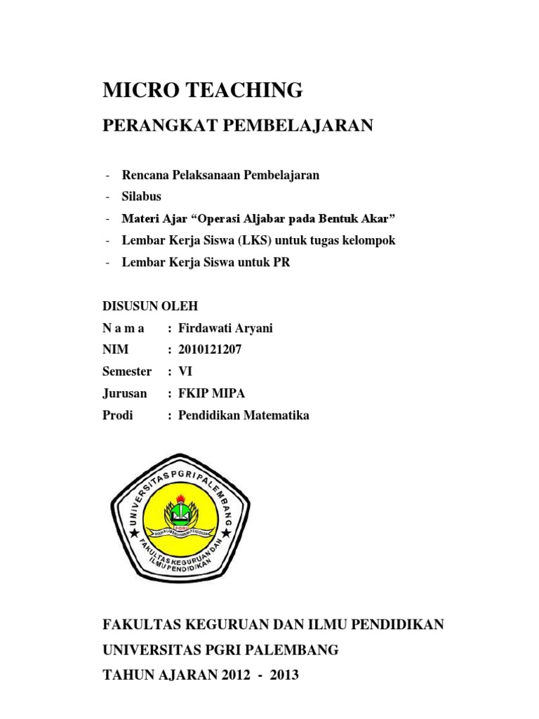 RPP Micro Teaching Matematika 10 Menit | PDF | Karier & Perkembangan ...