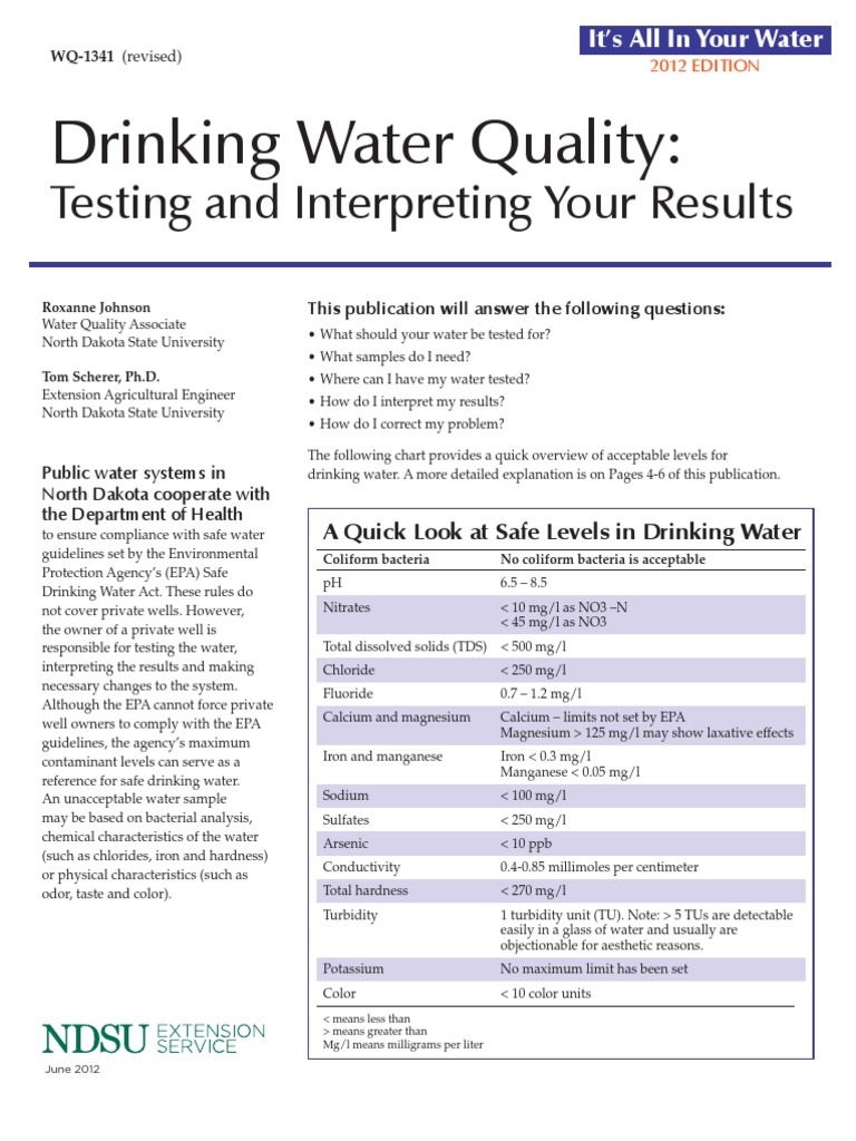 Drinking Water Quality | PDF
