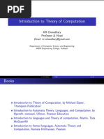 Introduction To Theory of Computation: KR Chowdhary Professor & Head