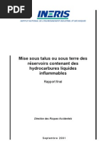 INERIS Mise Sous Talus Ou Sous Terre Des Reservoirs Hydroc Liquides