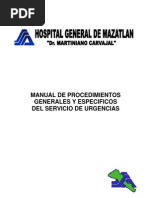 Download MANUAL DE PROCEDIMIENTOS GENERALES Y ESPECIFICOS DEL SERVICIO DE URGENCIAS MEDICAS by Cristina Gonzalez Rendon SN16727283 doc pdf