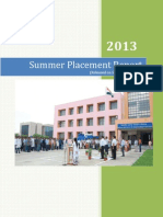 Summer Placement Report 2013