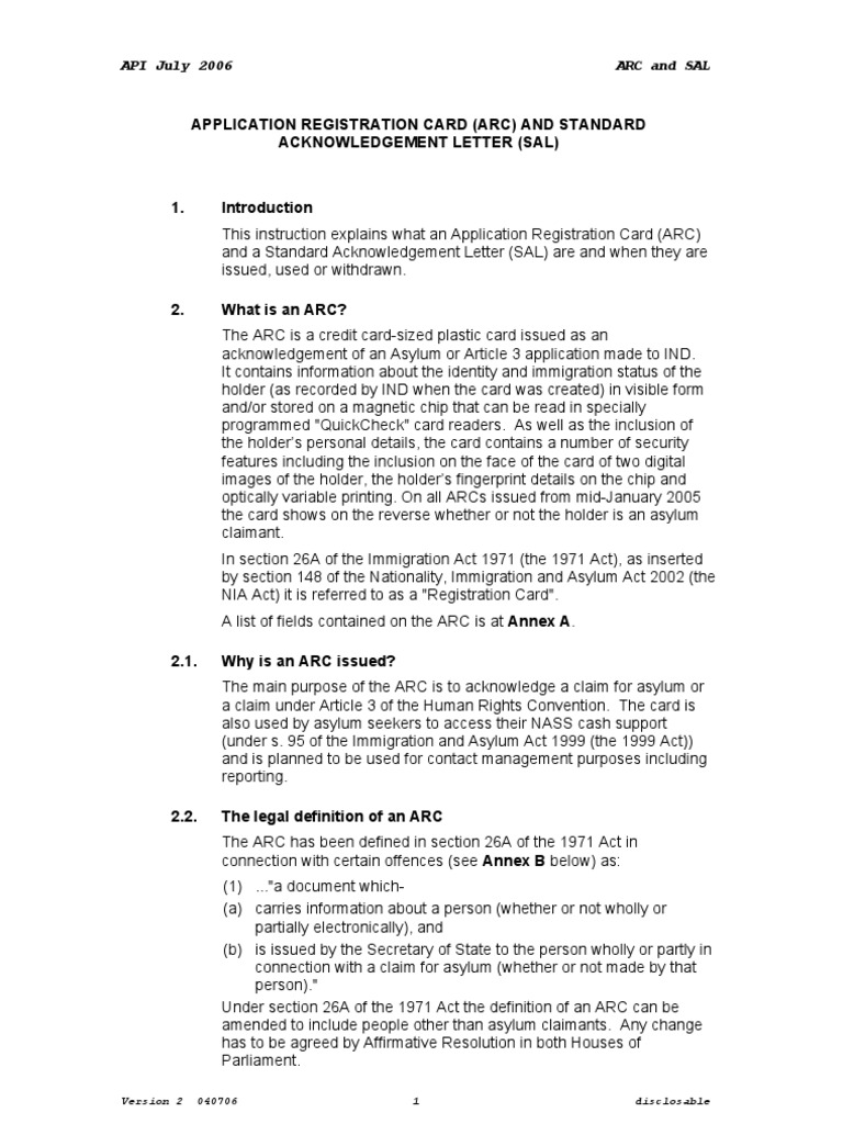 Understanding the Application Registration Card | PDF | Asylum Seeker ...