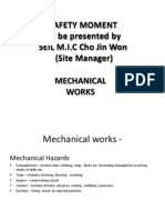 Safety Moment To Be Presented by SEIL M.I.C Cho Jin Won (Site Manager) Mechanical Works