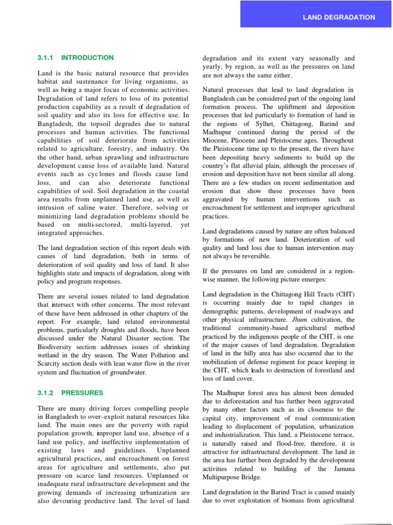 Causes of Land Degradation in Bangladesh | PDF | Environmental ...