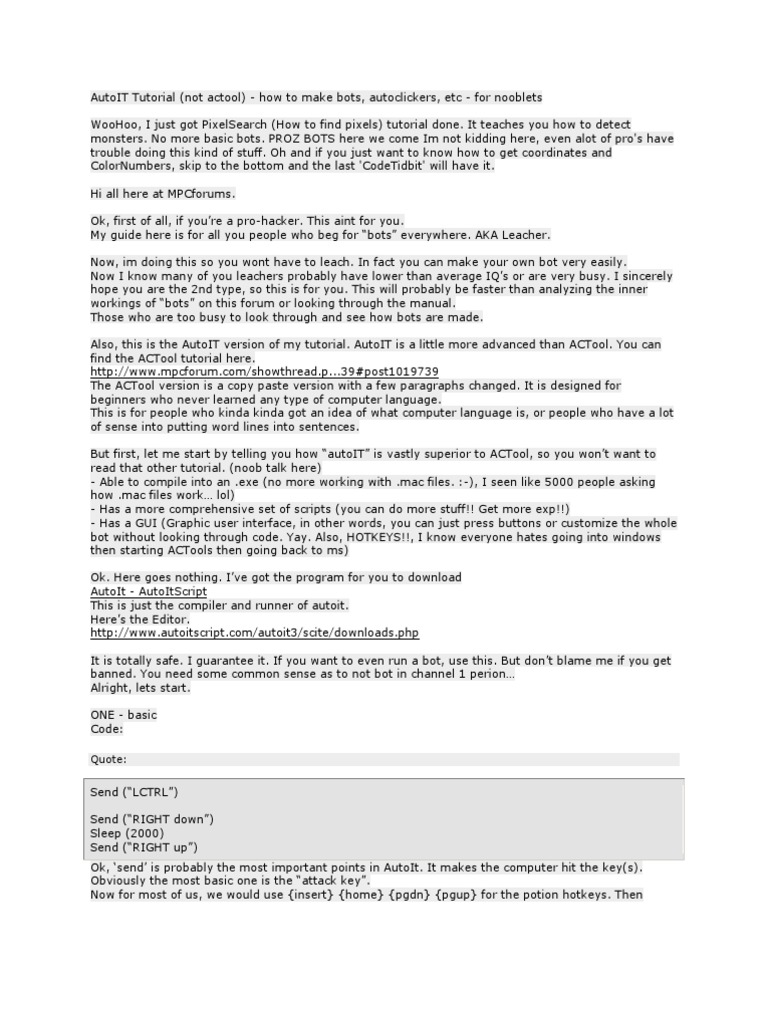 AutoIT Tutorial PDF Keyboard Shortcut Software Engineering