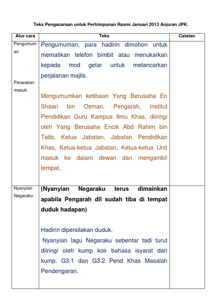 Teks Pengacaraan Untuk Perhimpunan Rasmi Pdf