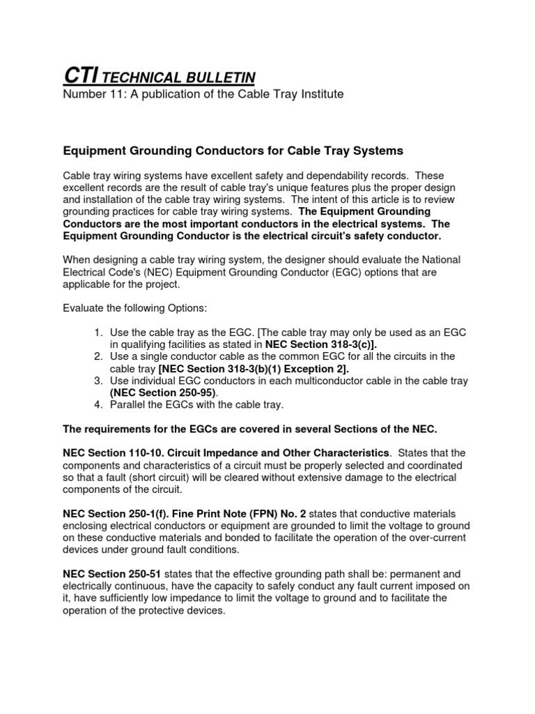 EGC Guidelines for Cable Tray Systems | PDF | Electrical Wiring ...