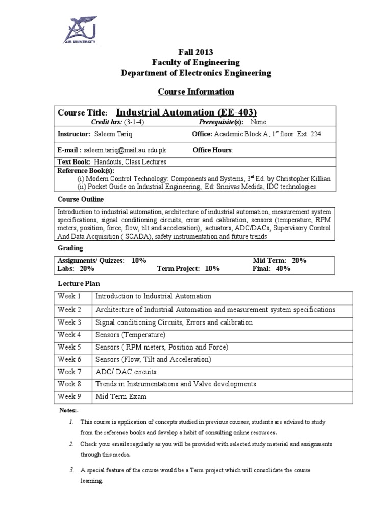 Industrial Automation Course Overview | PDF | Art | Computers