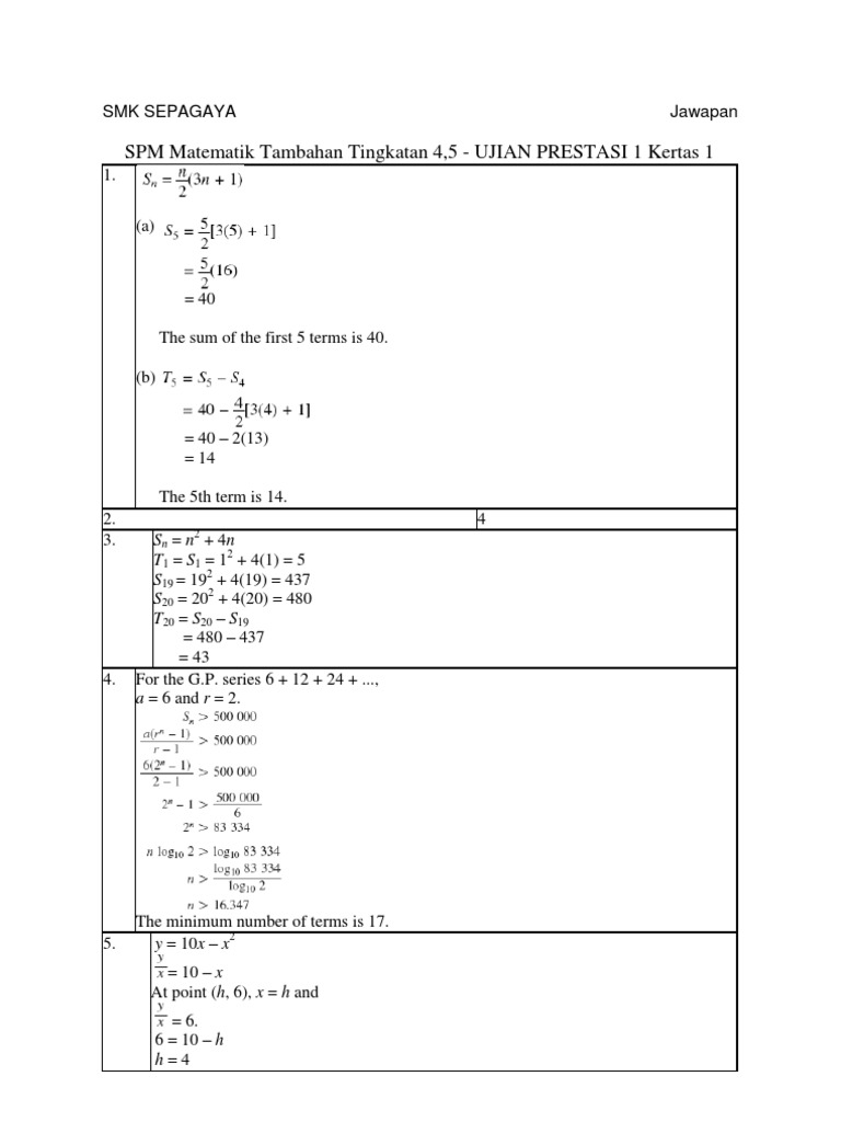 SPM Add Math Practice Paper | PDF