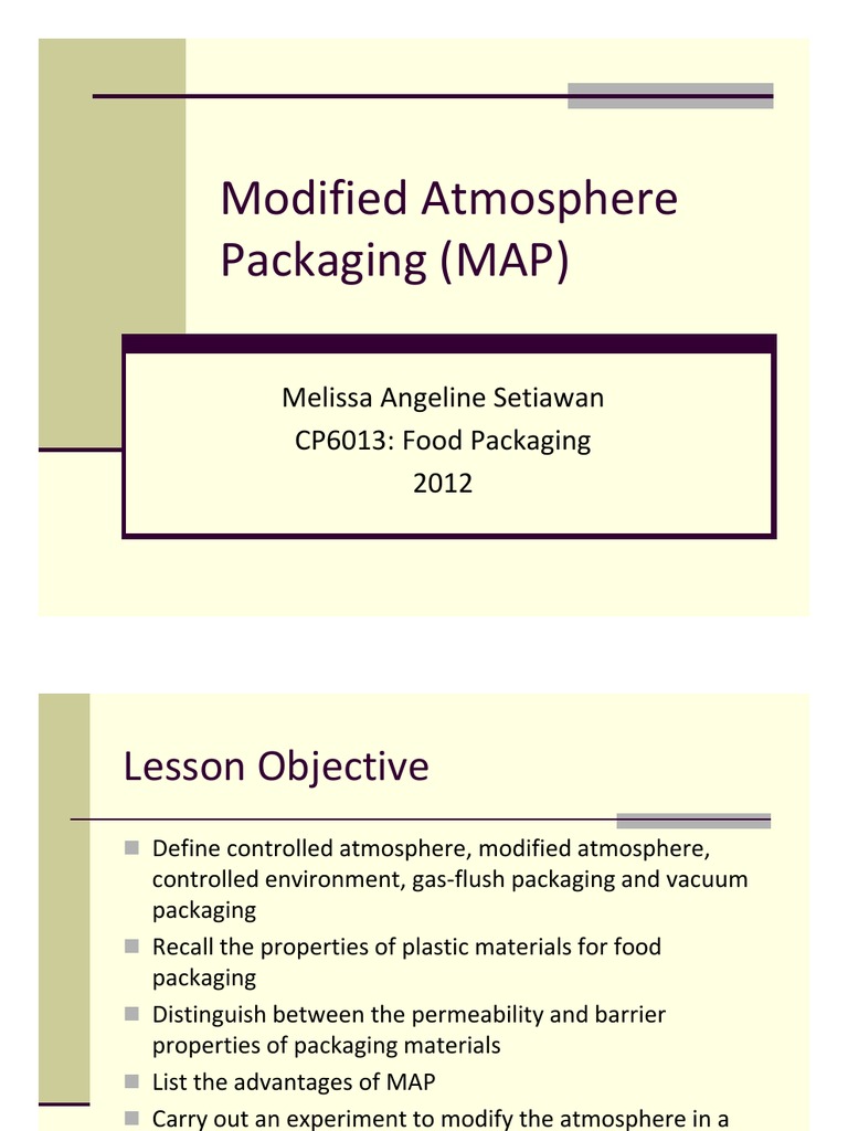 Modified Atmospheric Packaging (MAP) PDF Chemistry Food And Drink