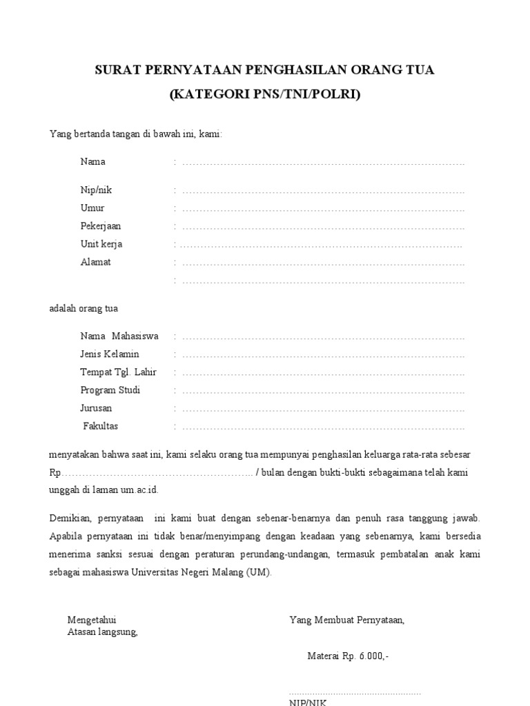 Surat Pernyataan Pns