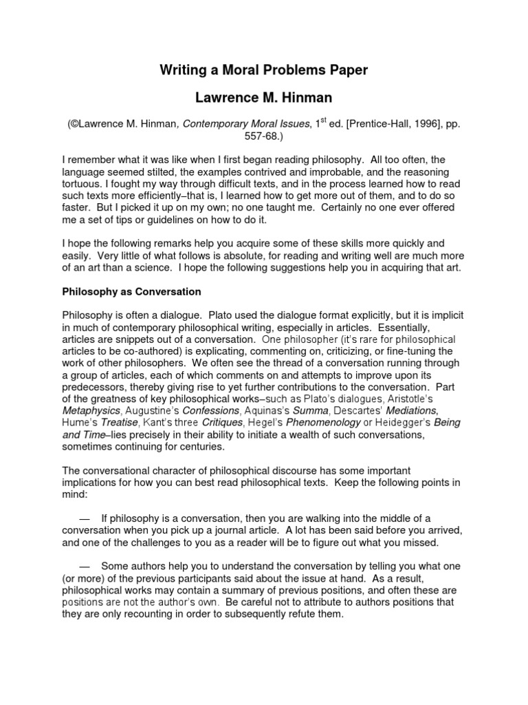 Tips for Writing a Moral Problems Paper | PDF | Argument | Science