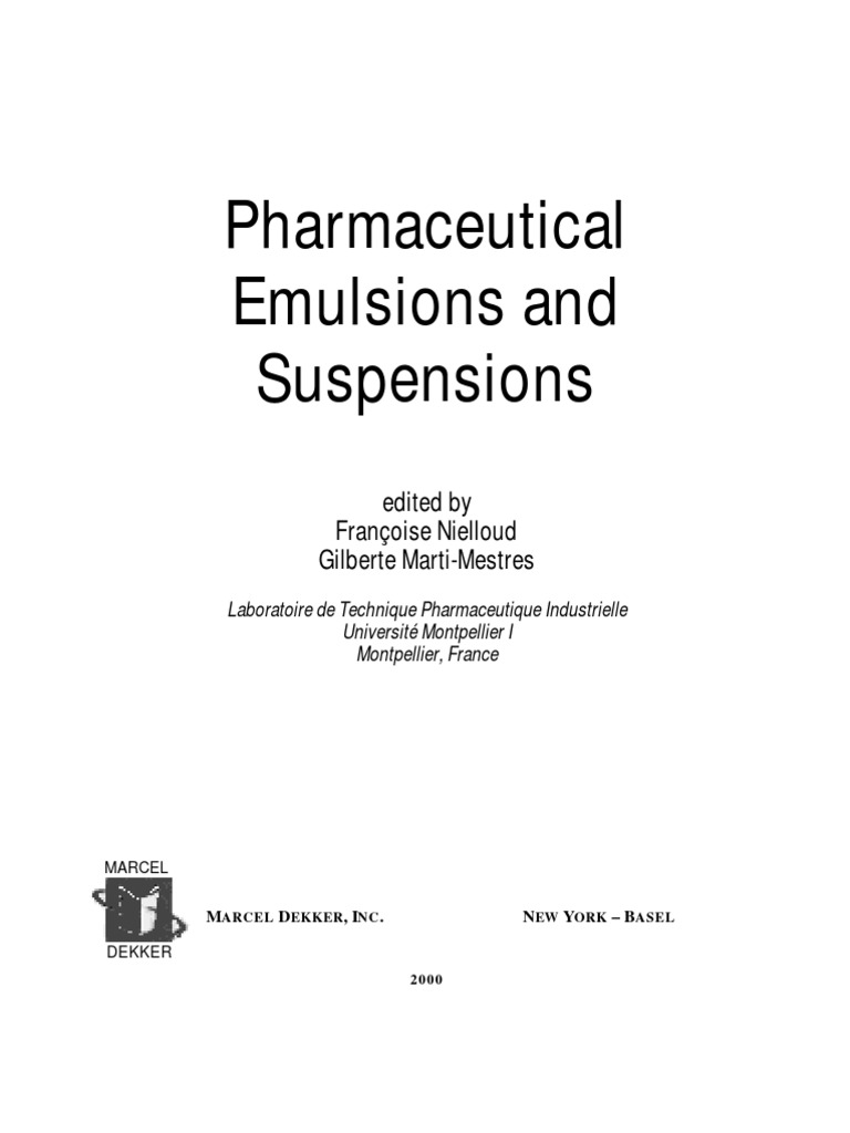 Emulsion and Suspension Properties in Pharmacy | PDF | Home & Garden ...