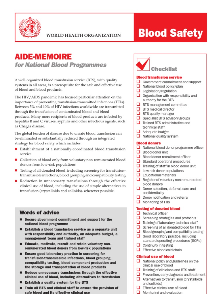 Blood Safety Eng Blood Donation Blood Transfusion